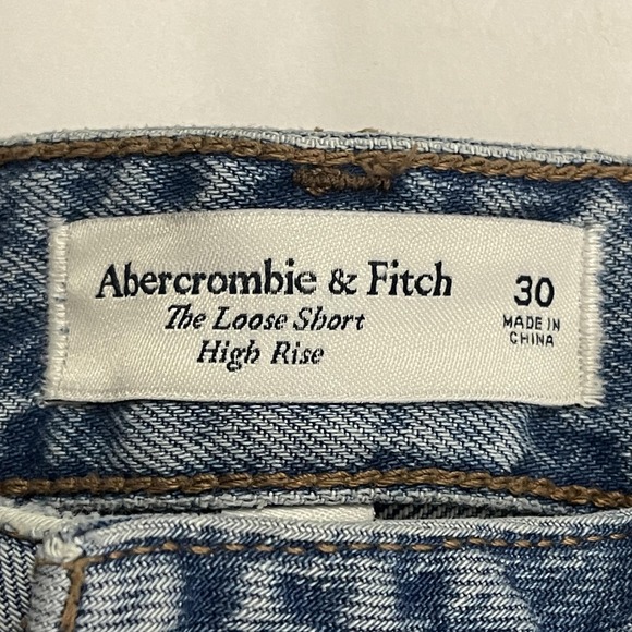 Abercrombie & Fitch Cutoff Blue Denim Shorts Womens 30 High Rise Curve Love - Picture 3 of 12